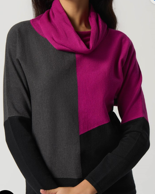 Joseph Ribkoff Cowl Neck Color Block Sweater