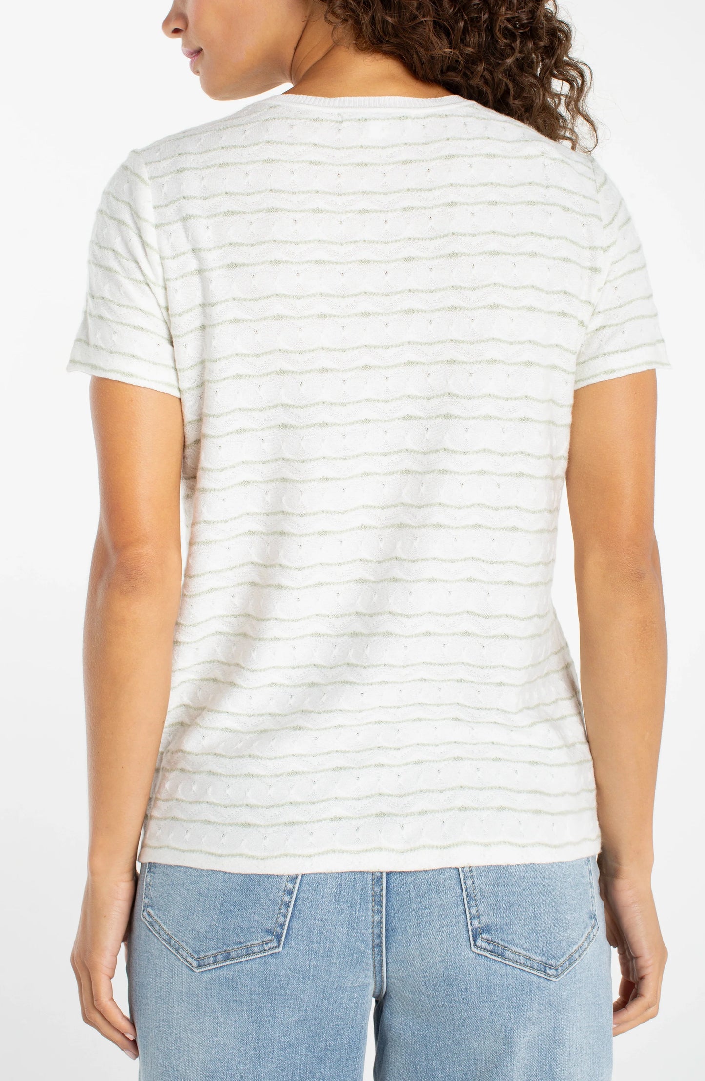 Crew Neck Stripe Knit Tee