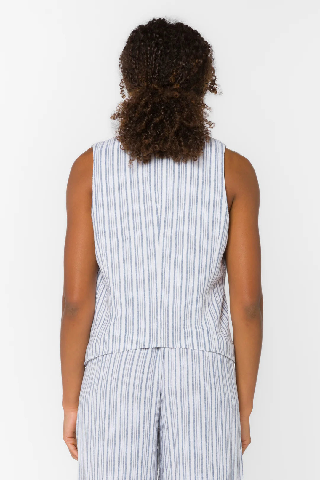 Washed Blue Striped Vest