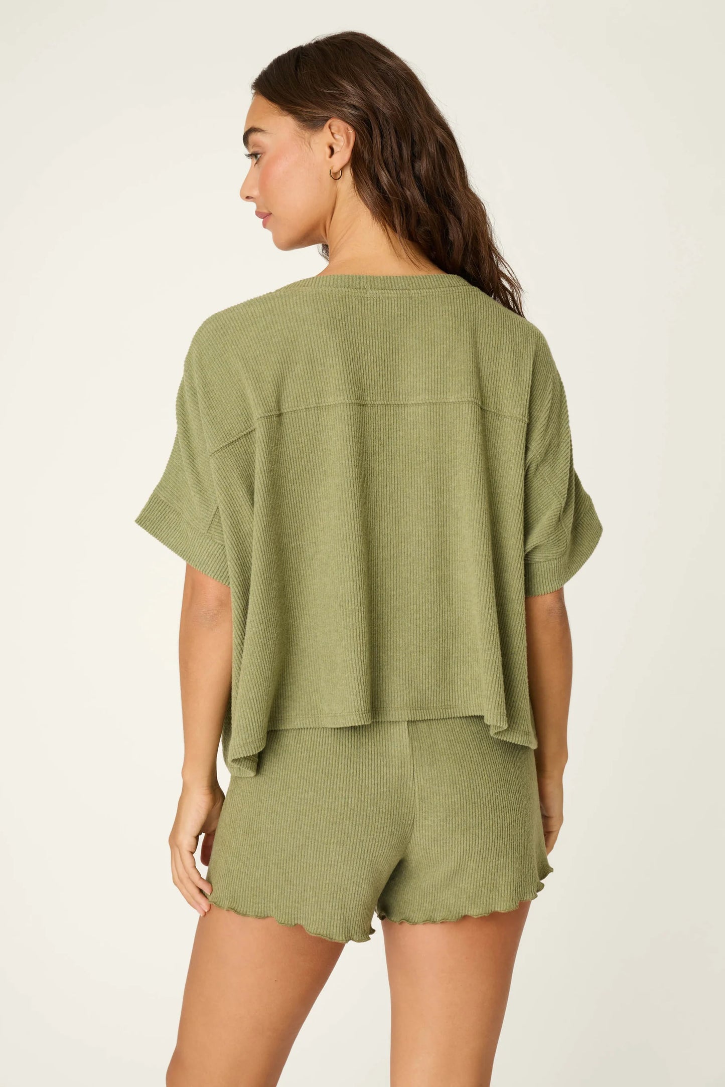 Olive Rib Knit Tee