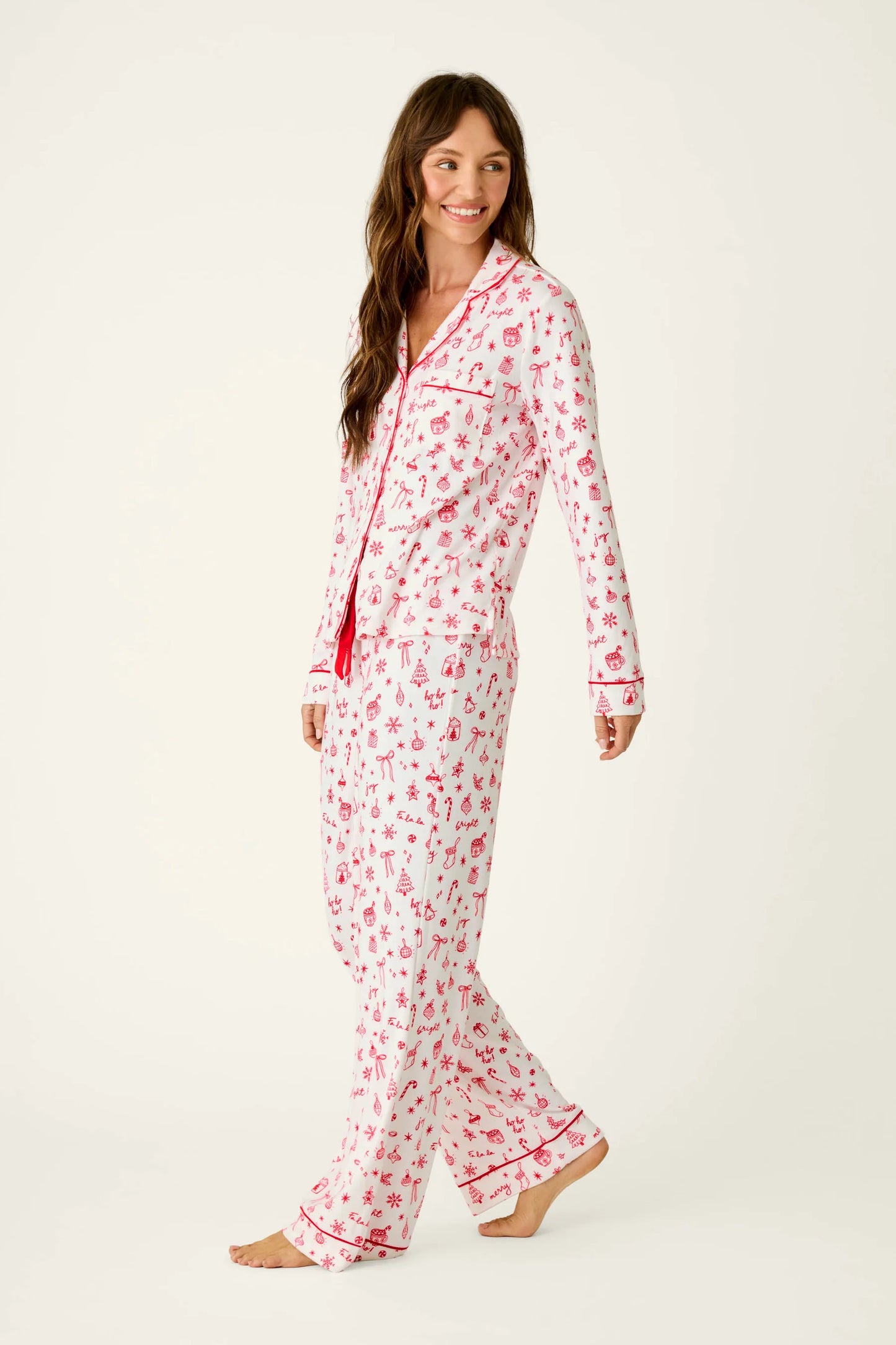 Femme de Noel Holiday Print 3-Piece PJ Set