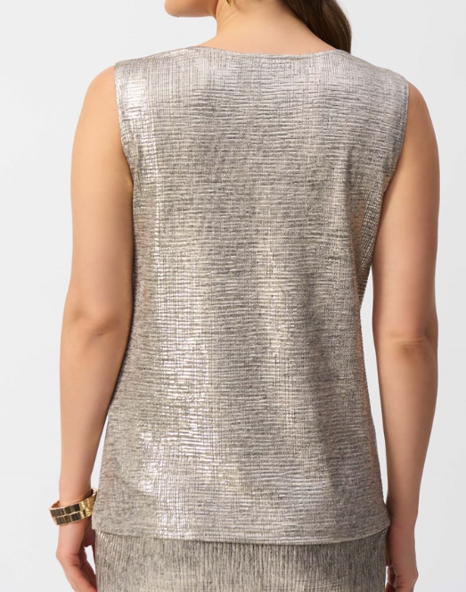 Foiled Melange Knit Sleeveless Top