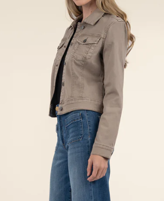 Julia Crop Denim Jacket in Cement