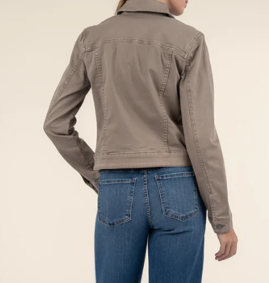 Julia Crop Denim Jacket in Cement
