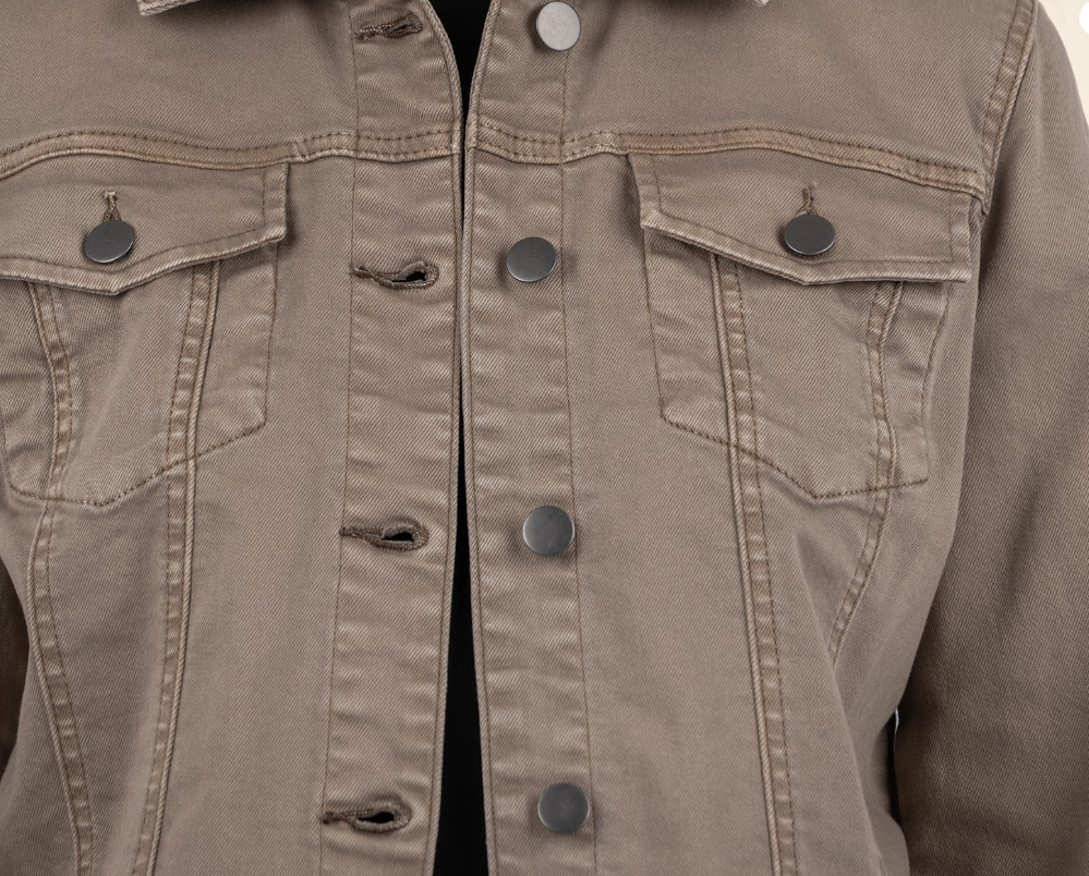 Julia Crop Denim Jacket in Cement