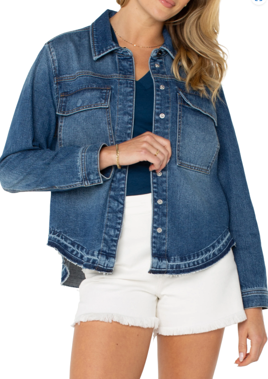 Denim Split Back Shirt Jacket