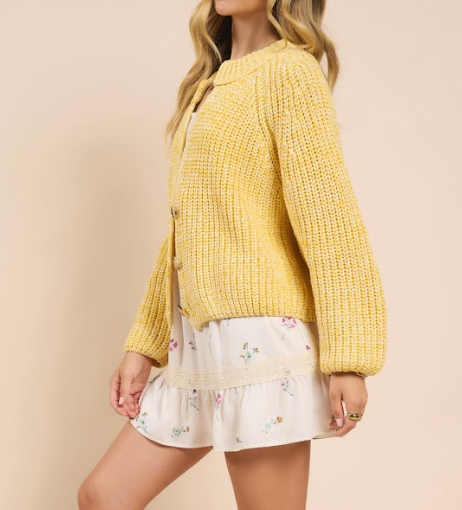 Sadie and Sage Yellow Cropped Cardigan
