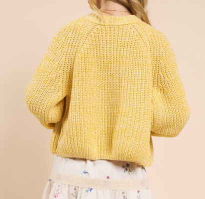 Sadie and Sage Yellow Cropped Cardigan