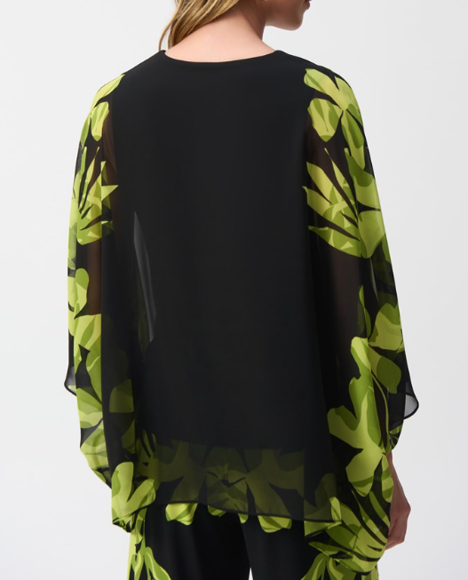Silky Knit Floral Poncho