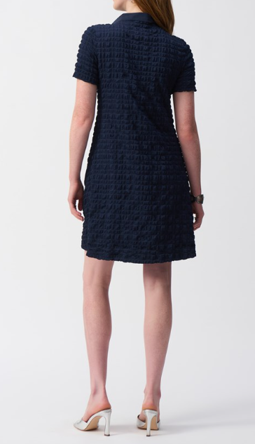 Navy Jacquard A-Line Dress