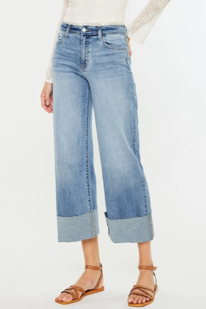 High Rise Crop Wide Leg Jeans