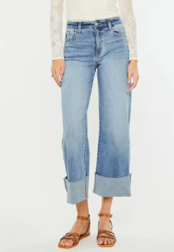 High Rise Crop Wide Leg Jeans