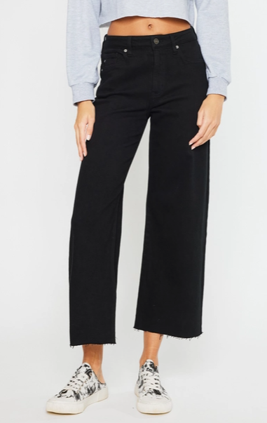 Black Wide Leg Cropped Jeans