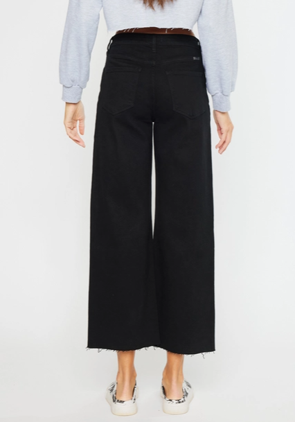 Black Wide Leg Cropped Jeans