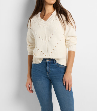 Pointelle Cord Sweater