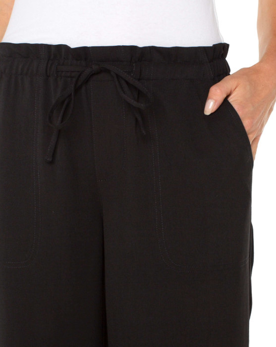 Cropped Pull-on Wide Leg Trouser