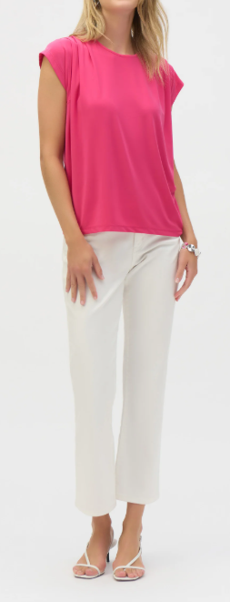 Silky Knit Short Sleeve Top - Geranium