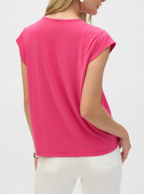 Silky Knit Short Sleeve Top - Geranium