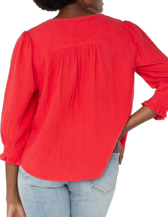 3/4 Sleeve Embroidered Blouse