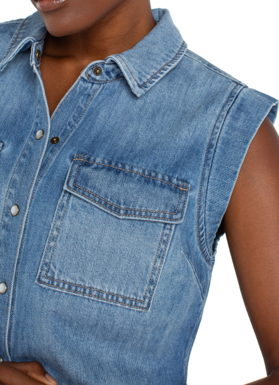 Sleeveless Denim Button Up