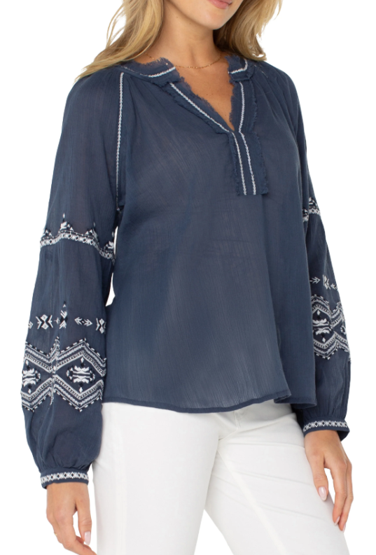 Embroidered Raglan Blouse