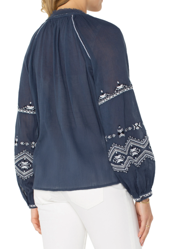 Embroidered Raglan Blouse