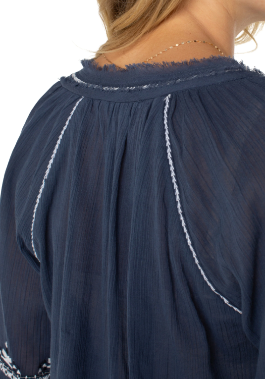 Embroidered Raglan Blouse