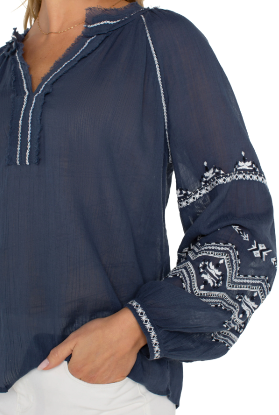 Embroidered Raglan Blouse