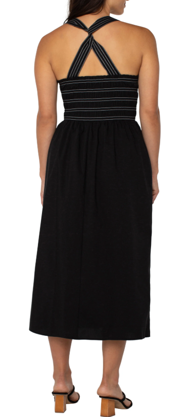 Smocked Sleeveless Midi Dress