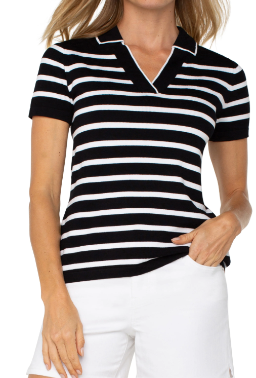 Short Sleeve Collared Sweater