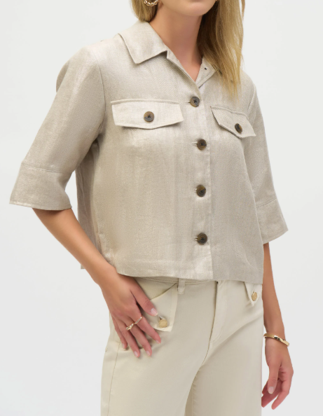 Foiled Linen Boxy Jacket