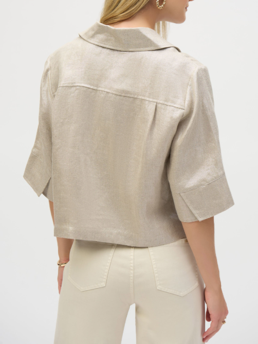 Foiled Linen Boxy Jacket