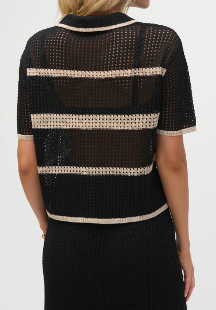 Knit Open Stitch Striped Sweater