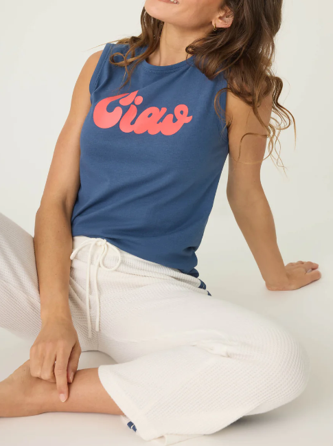 Navy Ciao Sleeveless Tee
