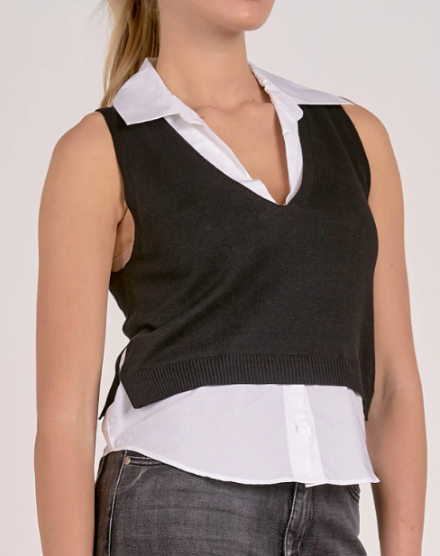 Sleeveless Collared Sweater Vest