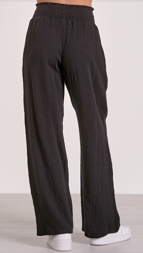 Smocked Waist Wide Leg Pants