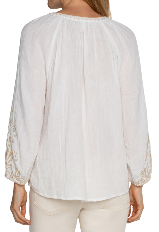 Embroidered Gauze Blouse
