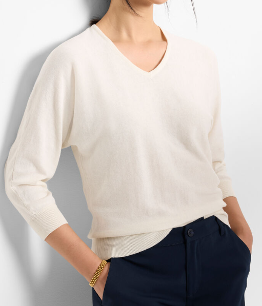 V-Neck Pure Cotton Sweater