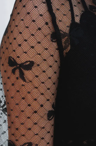 Sheer Bow Long Sleeve Top
