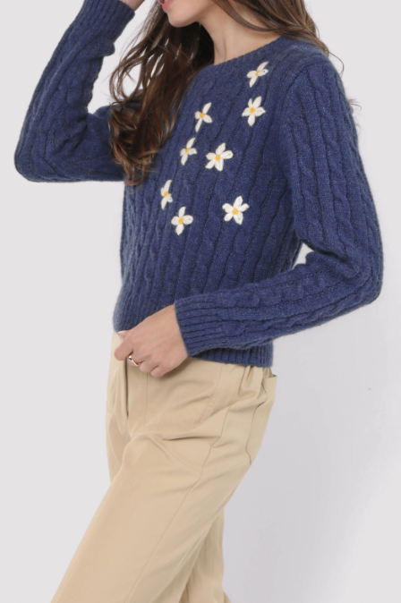 Lulu Embroidered Daisy Sweater