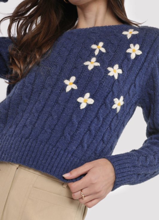 Lulu Embroidered Daisy Sweater