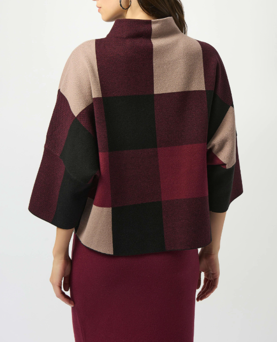 Plaid Jacquard 3/4 Sweater