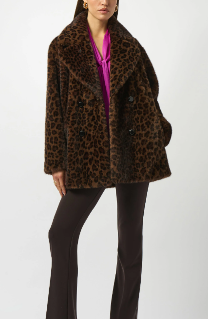 Faux Fur Leopard Print Coat