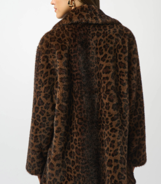 Faux Fur Leopard Print Coat