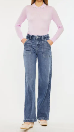 High Rise Slant Pocket Jeans