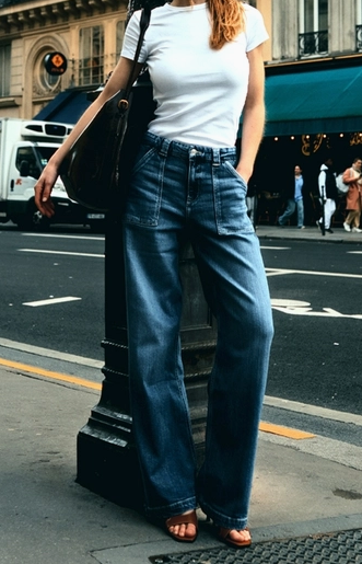 High Rise Slant Pocket Jeans