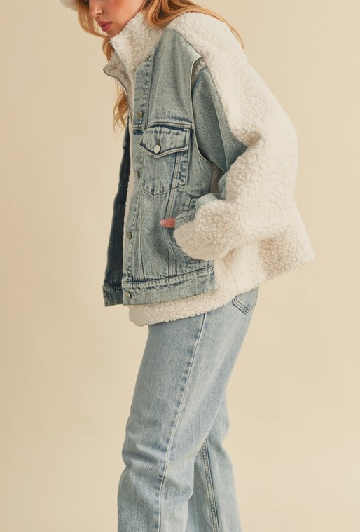 Doro Mixed Media Denim Jacket