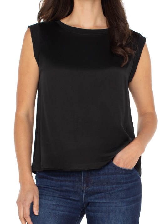 Sleeveless Woven to Knit Top