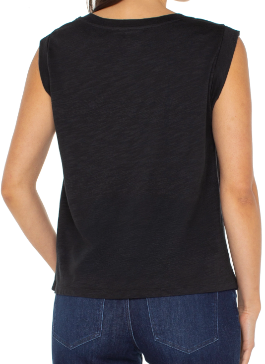 Sleeveless Woven to Knit Top