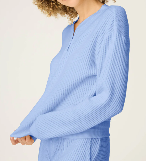 Long Sleeve Waffle Henley